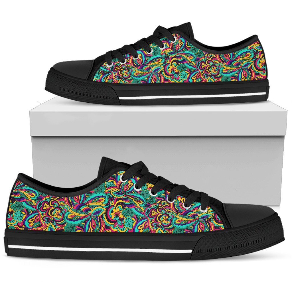 Psychedelic Trippy Floral Design Women Low Top Shoes-JTAMIGO.COM