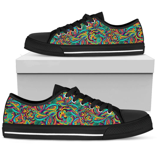 Psychedelic Trippy Floral Design Women Low Top Shoes-JTAMIGO.COM