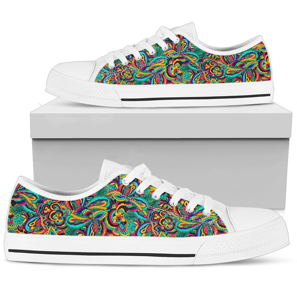 Psychedelic Trippy Floral Design Women Low Top Shoes-JTAMIGO.COM