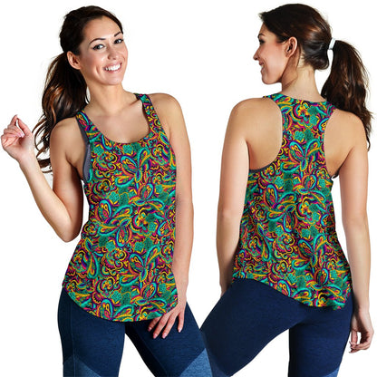 Psychedelic Trippy Floral Design Women Racerback Tank Top