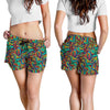 Psychedelic Trippy Floral Design Women Shorts-JTAMIGO.COM