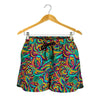 Psychedelic Trippy Floral Design Women Shorts-JTAMIGO.COM