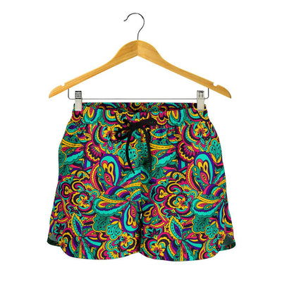 Psychedelic Trippy Floral Design Women Shorts-JTAMIGO.COM