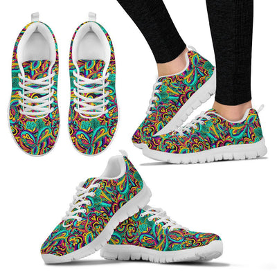 Psychedelic Trippy Floral Design Women Sneakers Shoes