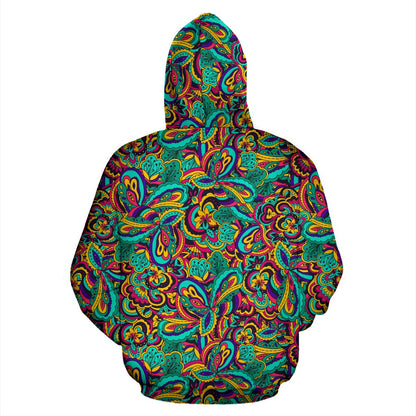 Psychedelic Trippy Floral Design Zip Up Hoodie