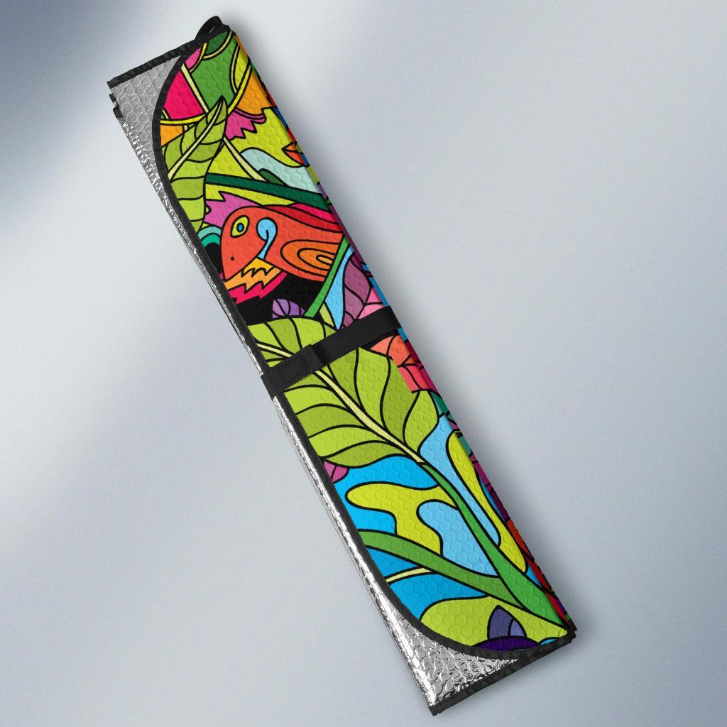 Psychedelic Trippy Flower Print Car Sun Shade For Windshield