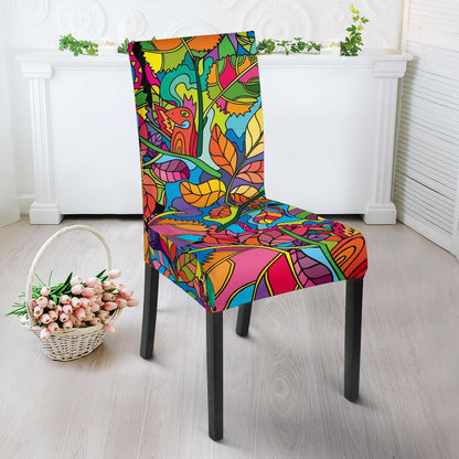 Psychedelic Trippy Flower Print Dining Chair Slipcover-JTAMIGO.COM