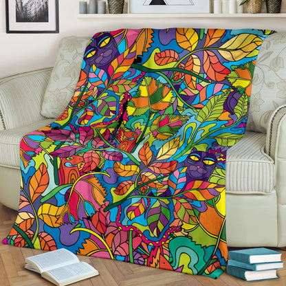 Psychedelic Trippy Flower Print Fleece Blanket