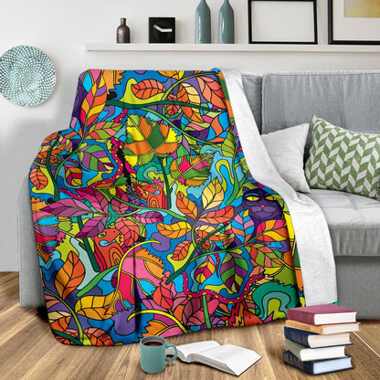 Psychedelic Trippy Flower Print Fleece Blanket