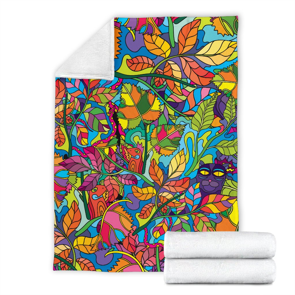 Psychedelic Trippy Flower Print Fleece Blanket