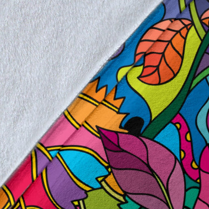 Psychedelic Trippy Flower Print Fleece Blanket