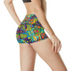 Psychedelic Trippy Flower Print High Waisted Spandex Shorts-JTAMIGO.COM