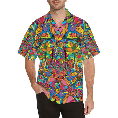 Psychedelic Trippy Flower Print Men Aloha Hawaiian Shirt