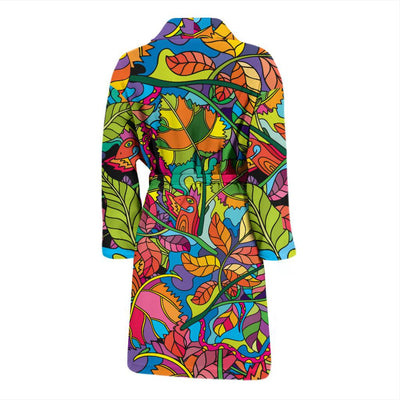 Psychedelic Trippy Flower Print Men Bath Robe-JTAMIGO.COM