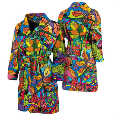 Psychedelic Trippy Flower Print Men Bath Robe-JTAMIGO.COM