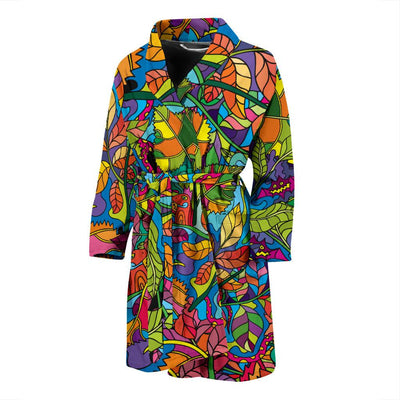 Psychedelic Trippy Flower Print Men Bath Robe-JTAMIGO.COM