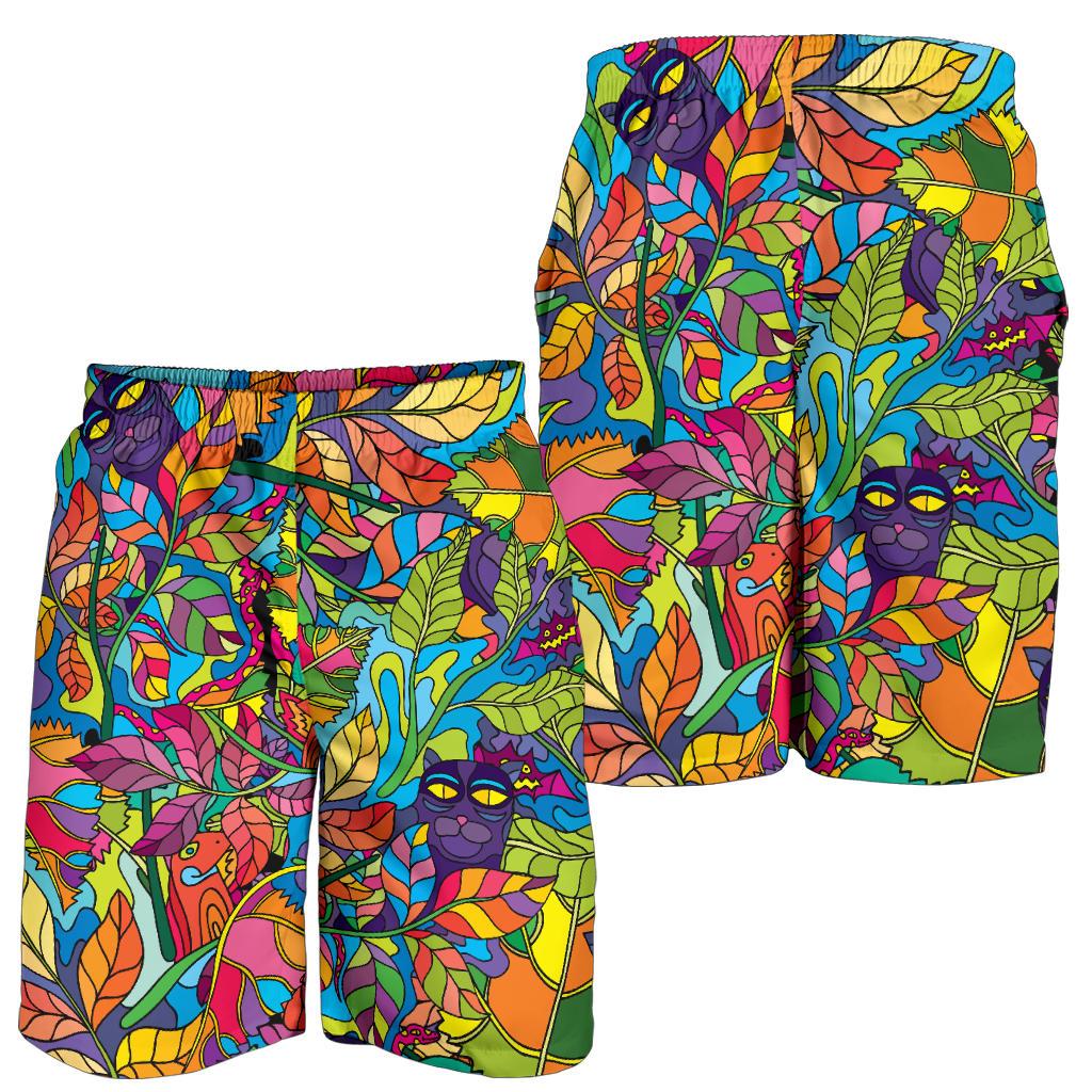 Psychedelic Trippy Flower Print Mens Shorts-JTAMIGO.COM