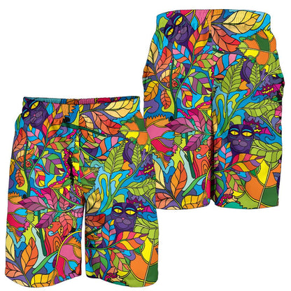 Psychedelic Trippy Flower Print Mens Shorts-JTAMIGO.COM