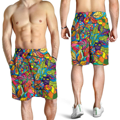 Psychedelic Trippy Flower Print Mens Shorts-JTAMIGO.COM