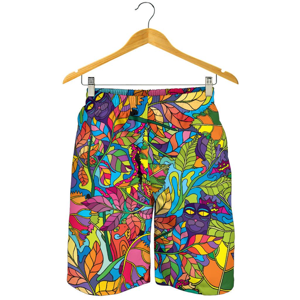 Psychedelic Trippy Flower Print Mens Shorts-JTAMIGO.COM