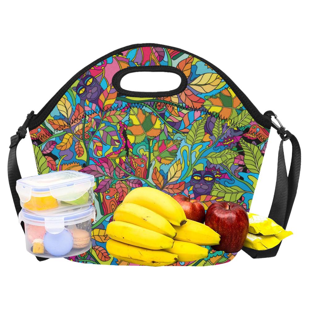 Psychedelic Trippy Flower Print Neoprene Lunch Bag (Model 1669)(Large)-JTAMIGO.COM