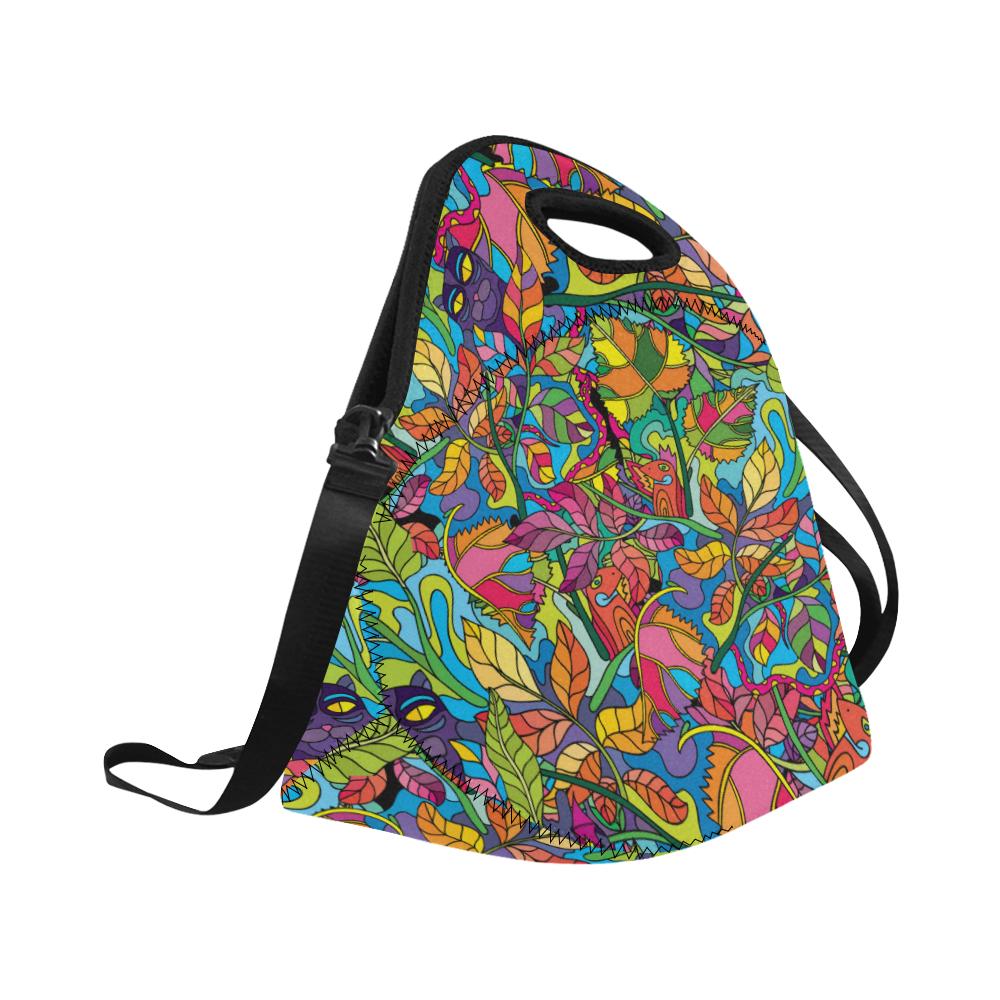 Psychedelic Trippy Flower Print Neoprene Lunch Bag (Model 1669)(Large)-JTAMIGO.COM