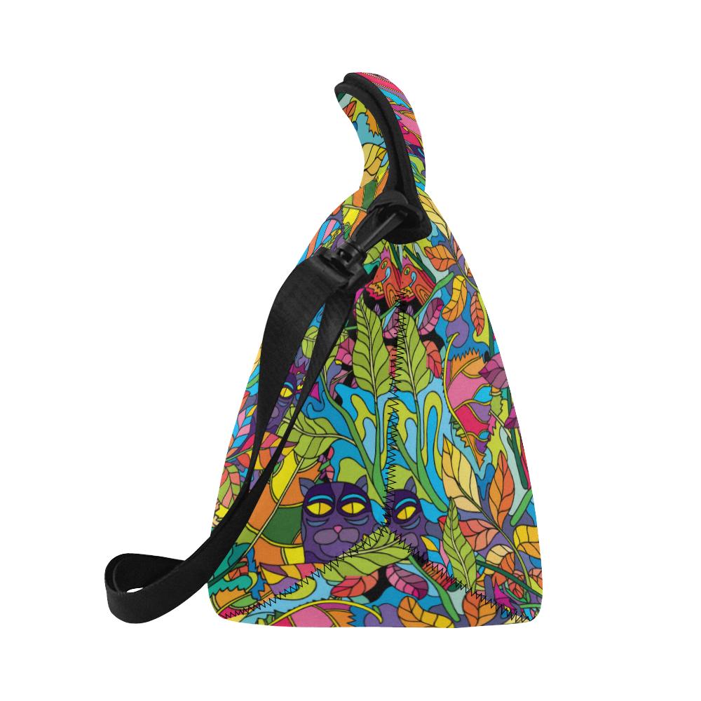 Psychedelic Trippy Flower Print Neoprene Lunch Bag (Model 1669)(Large)-JTAMIGO.COM