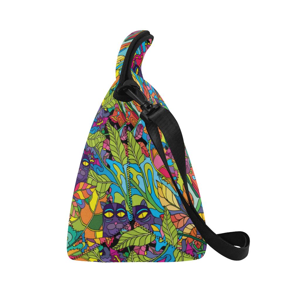 Psychedelic Trippy Flower Print Neoprene Lunch Bag (Model 1669)(Large)-JTAMIGO.COM