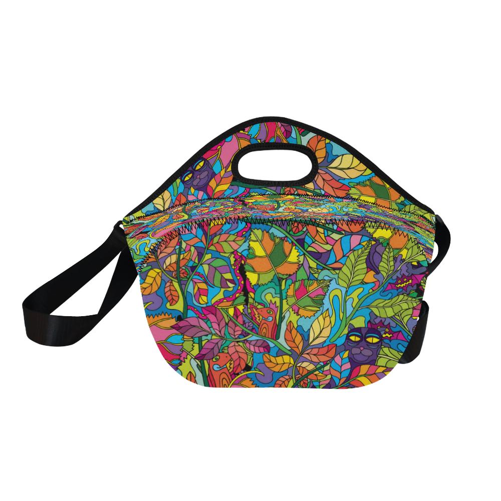 Psychedelic Trippy Flower Print Neoprene Lunch Bag (Model 1669)(Large)-JTAMIGO.COM
