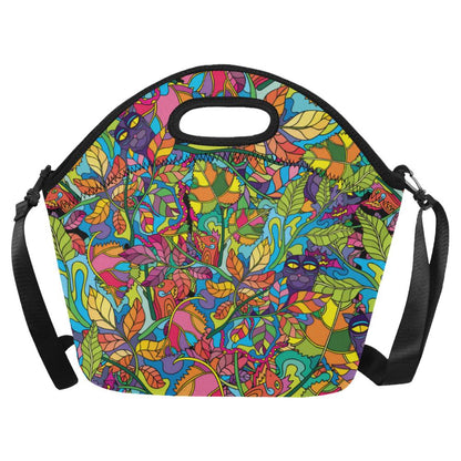 Psychedelic Trippy Flower Print Neoprene Lunch Bag (Model 1669)(Large)-JTAMIGO.COM