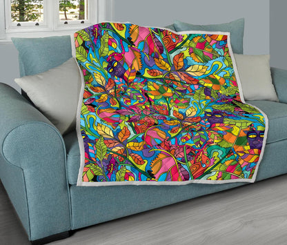 Psychedelic Trippy Flower Print Premium Quilt-JTAMIGO.COM