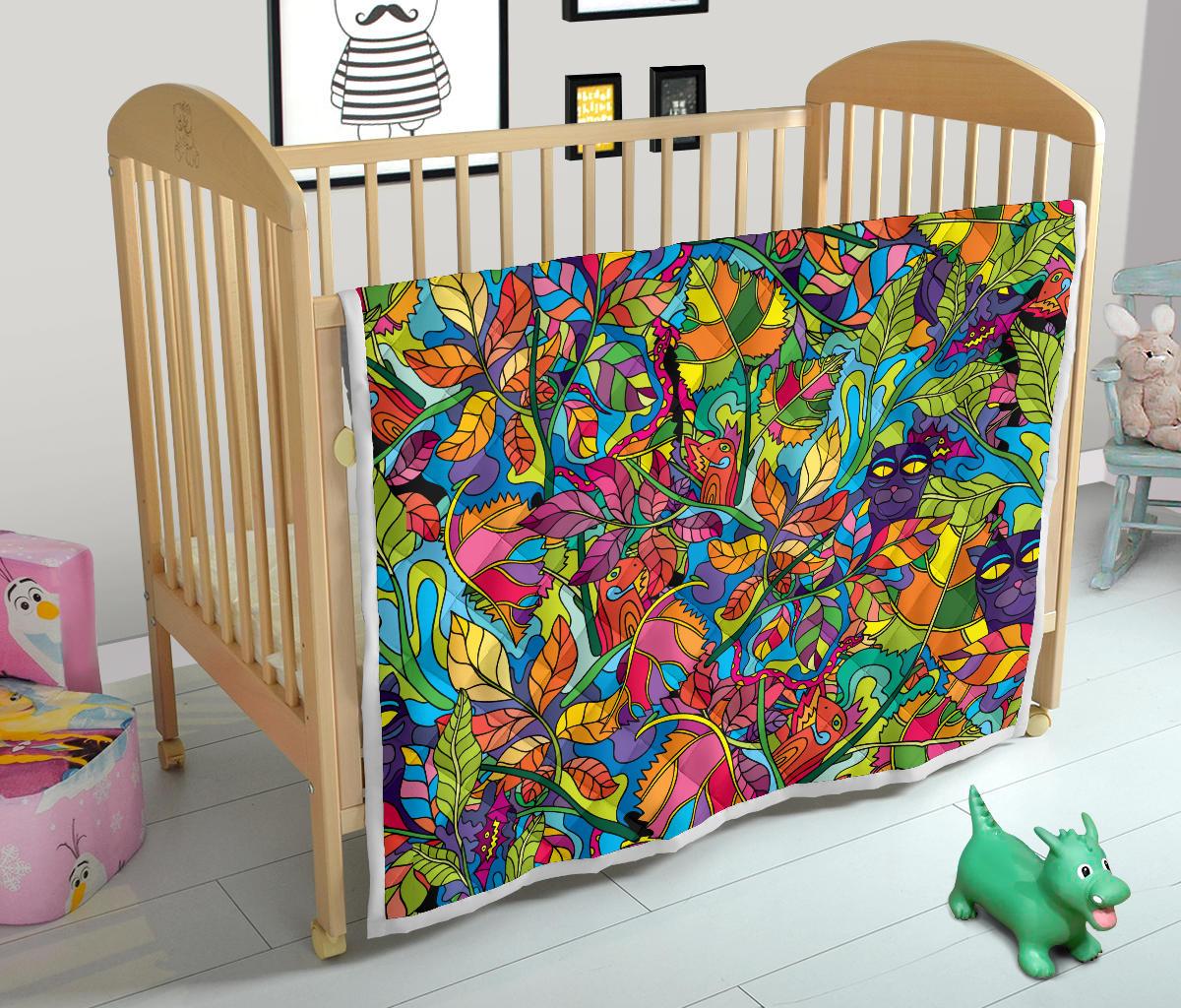 Psychedelic Trippy Flower Print Premium Quilt-JTAMIGO.COM