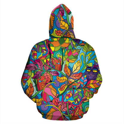 Psychedelic Trippy Flower Print Pullover Hoodie