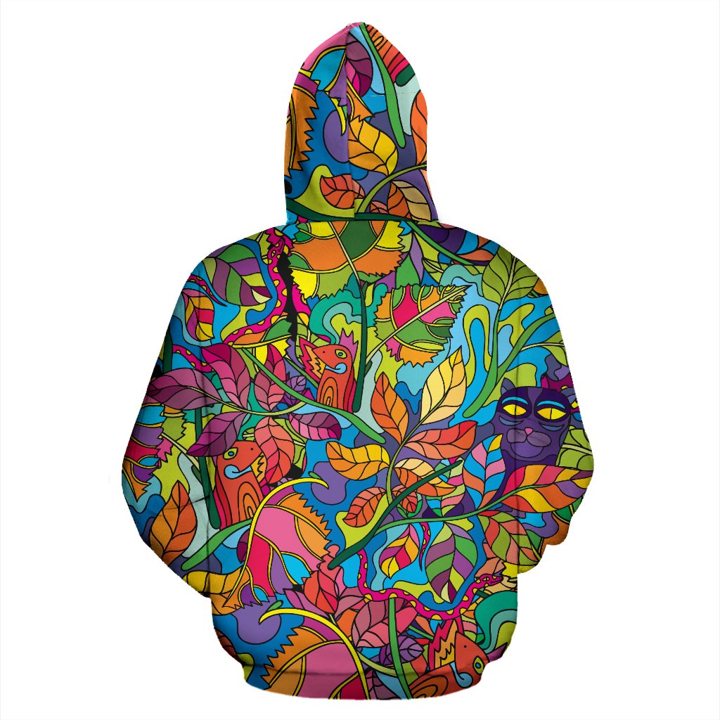 Psychedelic Trippy Flower Print Pullover Hoodie