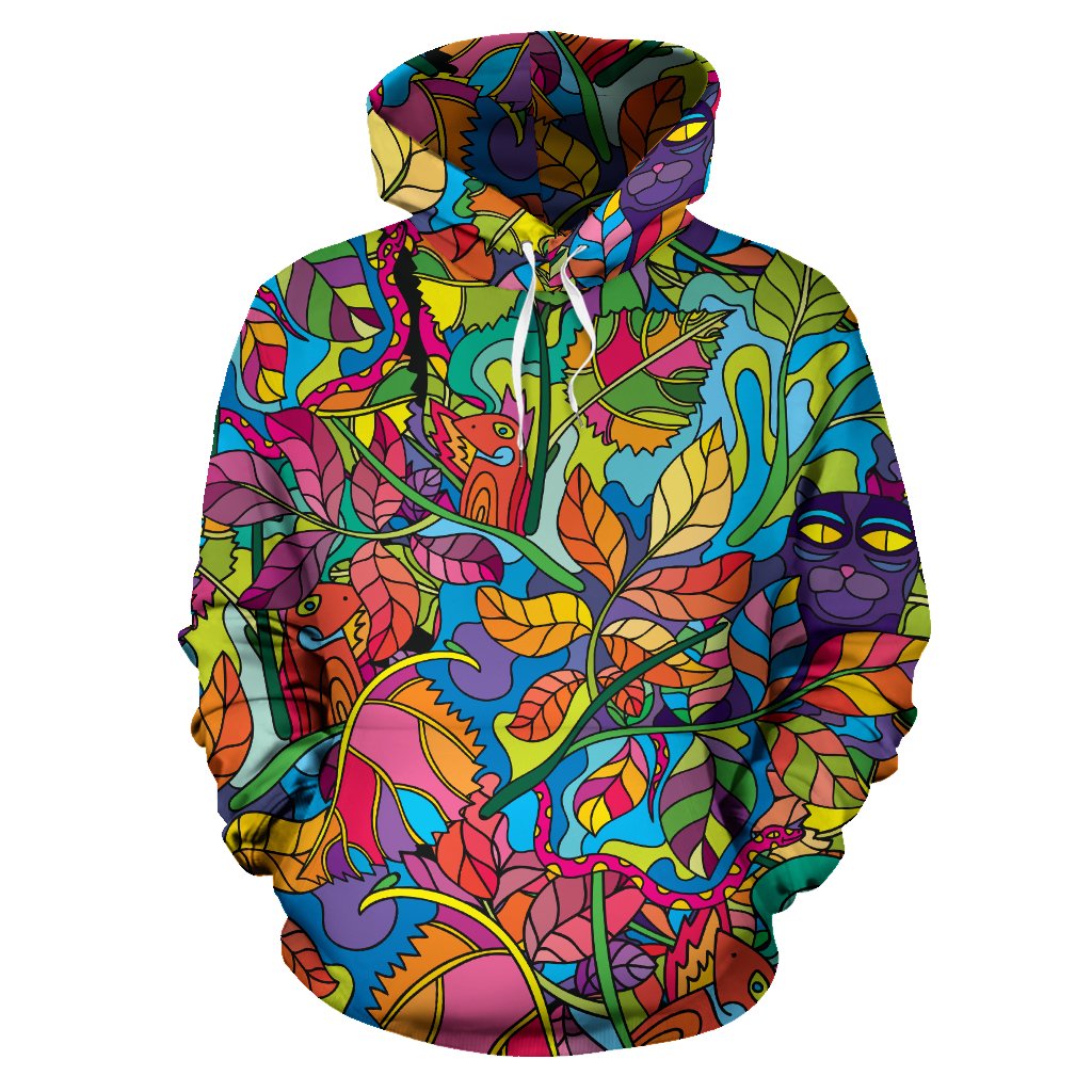 Psychedelic Trippy Flower Print Pullover Hoodie