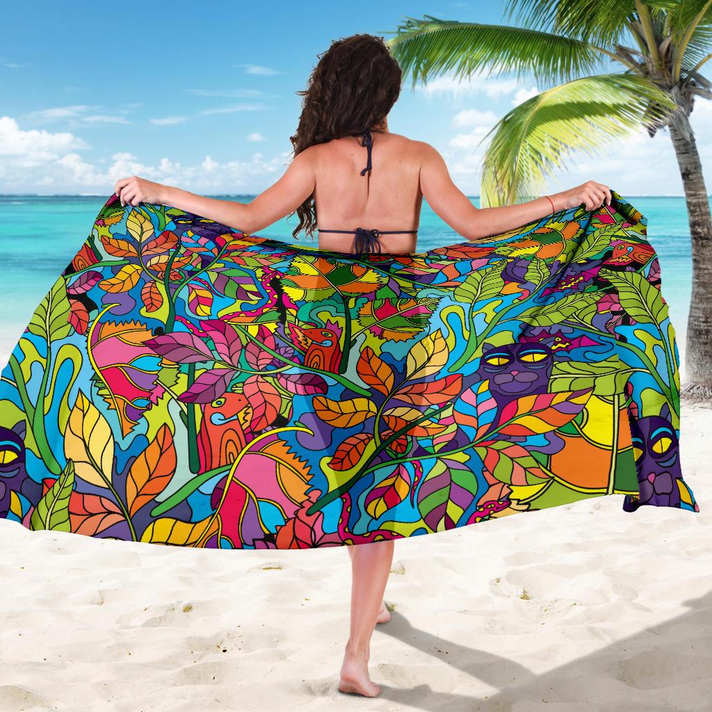 Psychedelic Trippy Flower Print Sarong Pareo Wrap