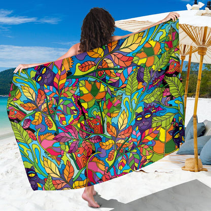 Psychedelic Trippy Flower Print Sarong Pareo Wrap