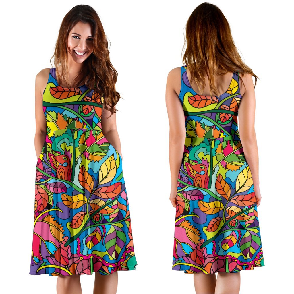 Psychedelic Trippy Flower Print Sleeveless Dress