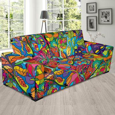 Psychedelic Trippy Flower Print Sofa Slipcover-JTAMIGO.COM