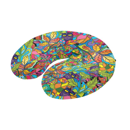Psychedelic Trippy Flower Print U-Shaped Travel Neck Pillow-JTAMIGO.COM