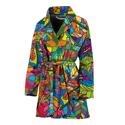 Psychedelic Trippy Flower Print Women Bath Robe-JTAMIGO.COM