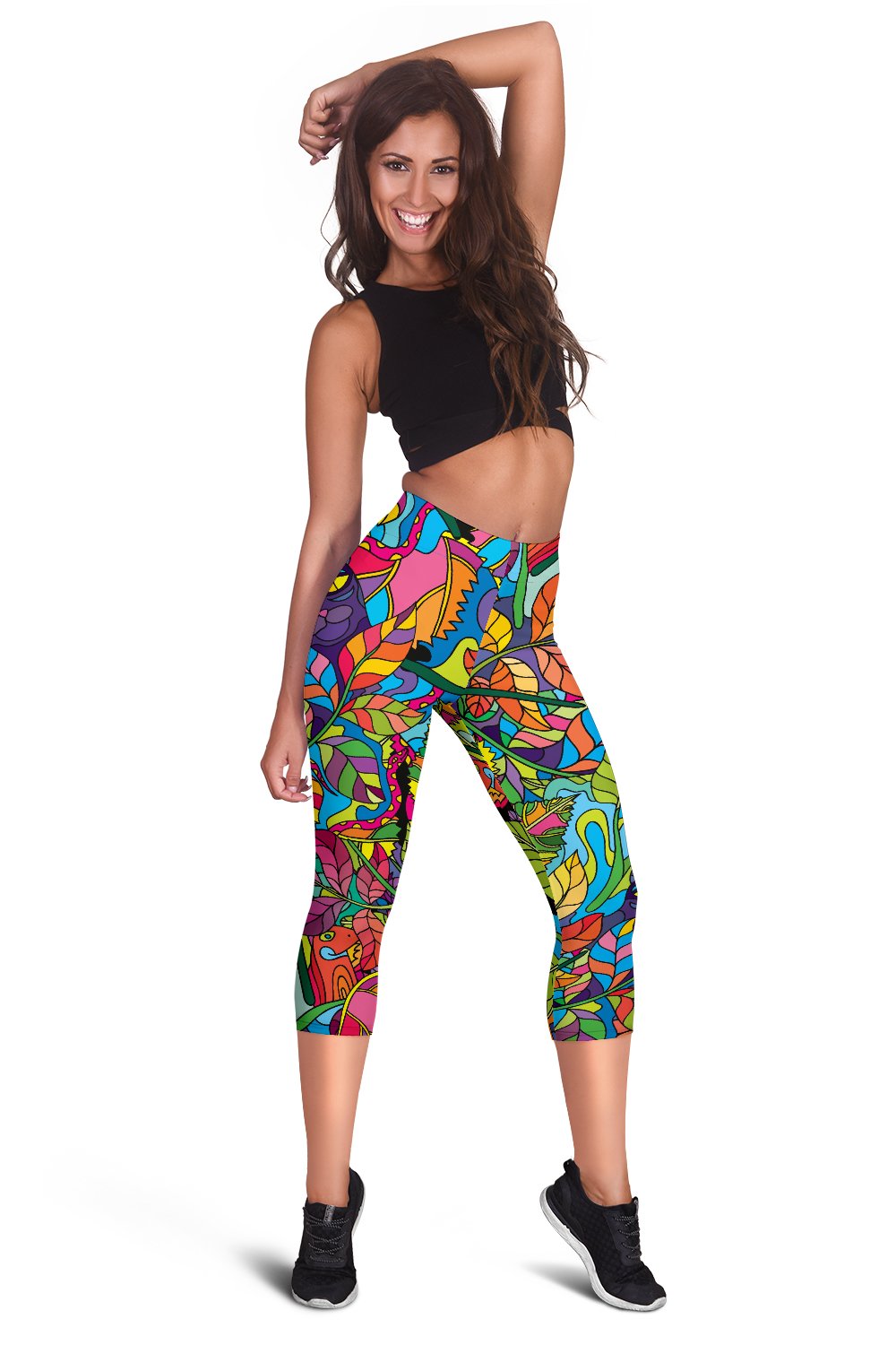 Psychedelic Trippy Flower Print Women Capris