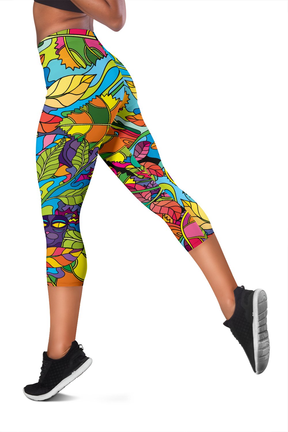 Psychedelic Trippy Flower Print Women Capris