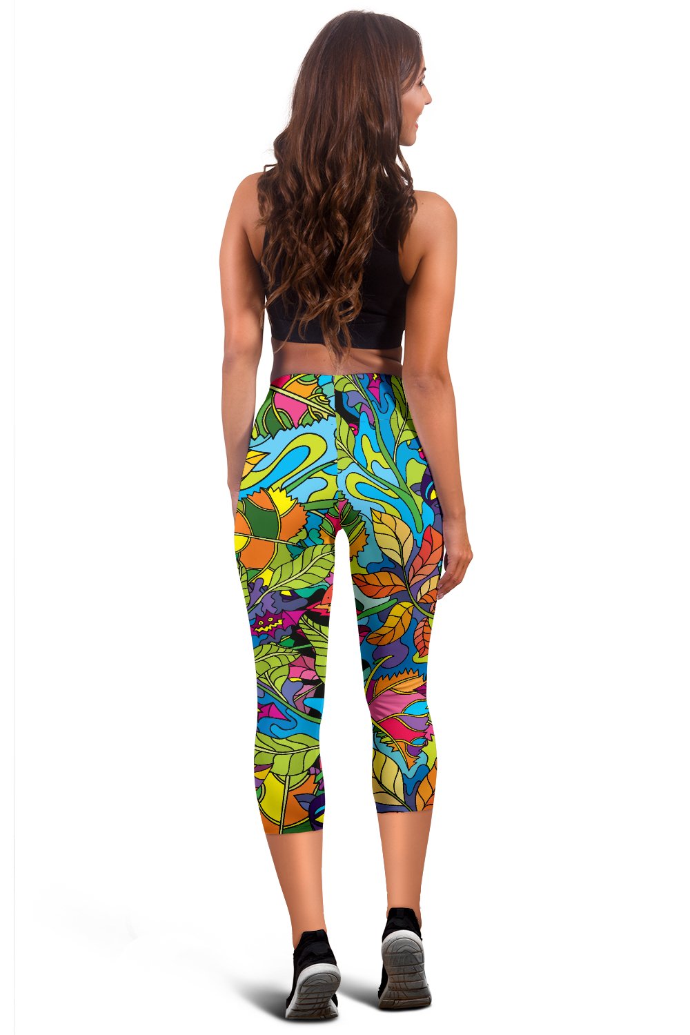 Psychedelic Trippy Flower Print Women Capris