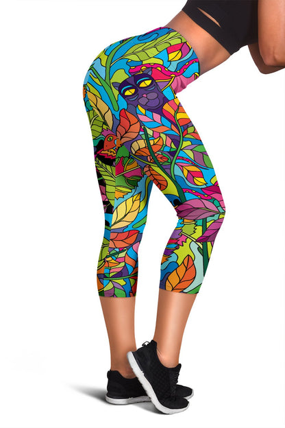 Psychedelic Trippy Flower Print Women Capris