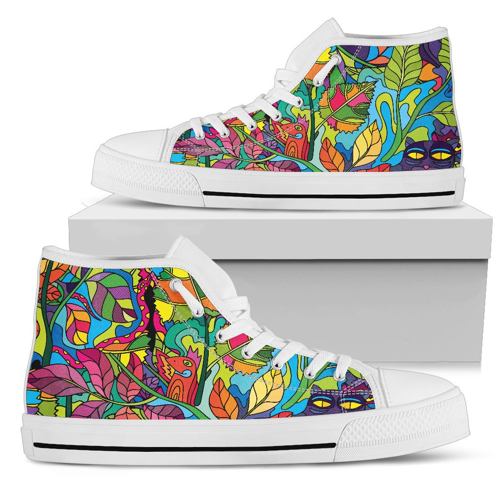 Psychedelic Trippy Flower Print Women High Top Shoes