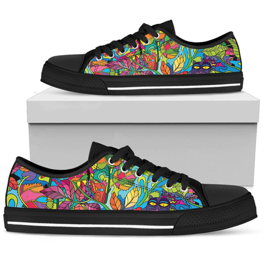 Psychedelic Trippy Flower Print Women Low Top Shoes-JTAMIGO.COM