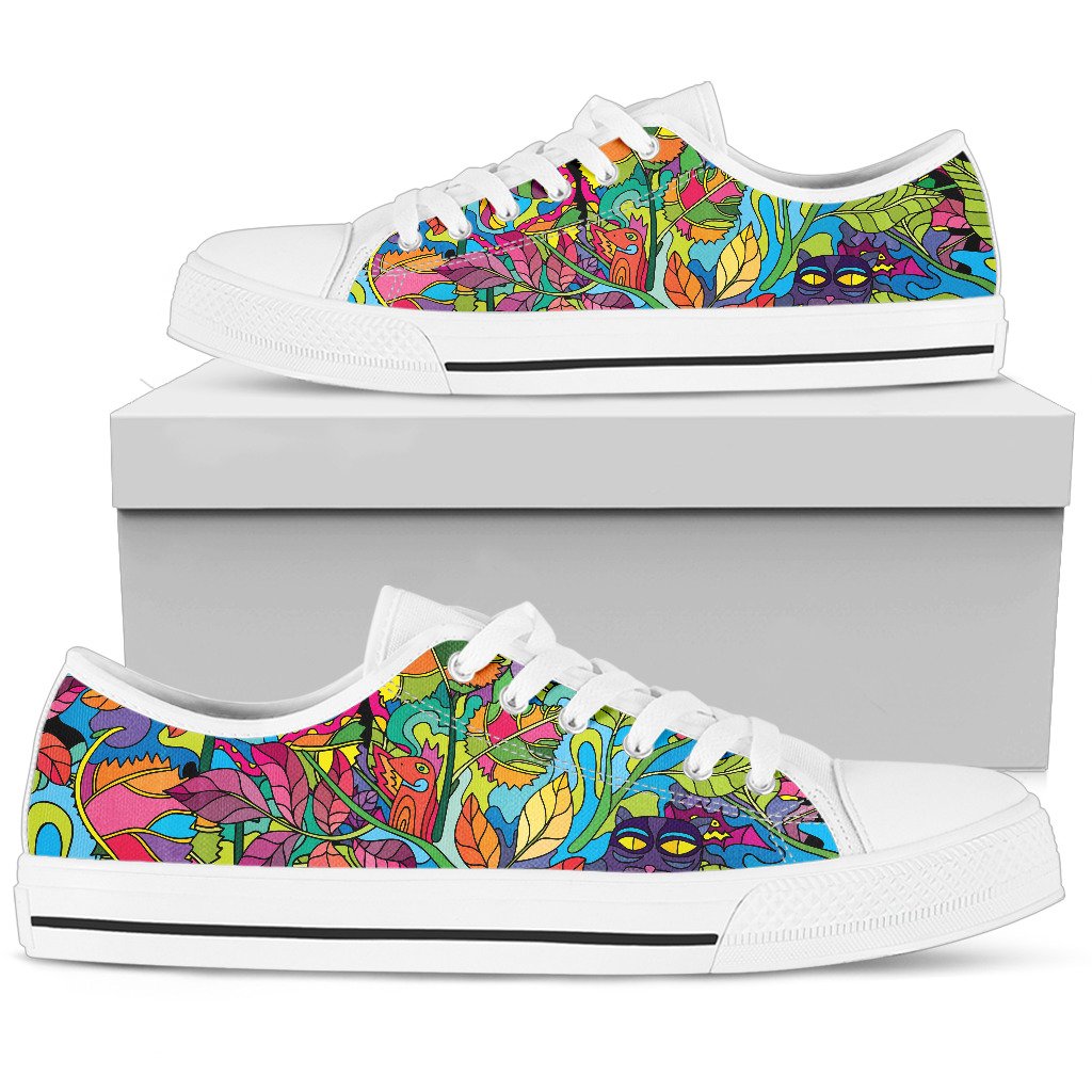 Psychedelic Trippy Flower Print Women Low Top Shoes-JTAMIGO.COM
