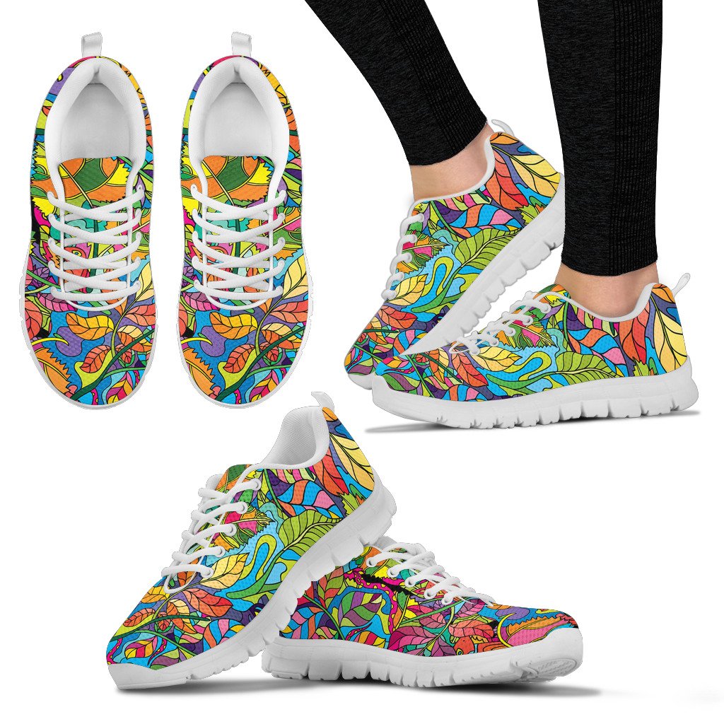 Psychedelic Trippy Flower Print Women Sneakers Shoes