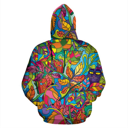 Psychedelic Trippy Flower Print Zip Up Hoodie